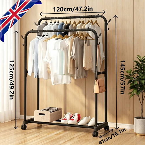Heavy duty metal clothes - metal, rail
