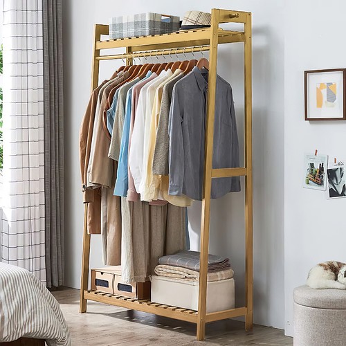 Wooden clothes rail rack - wooden,