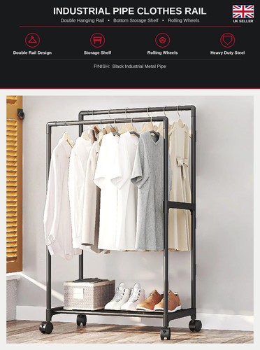 Portable double clothes rail - double,