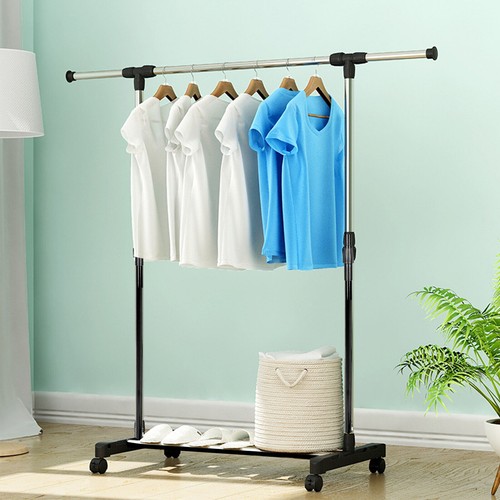 Single rod metal garment rack - single,